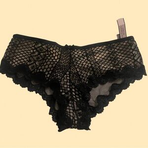 Victorias Secret Black Knit Lace Culotte Cheeky Panties